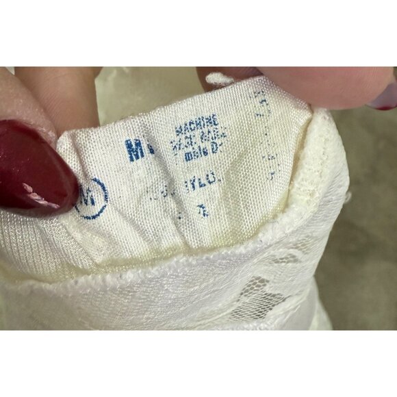 Vintage Interludes by CIRA White Lace & Satin Teddy Bodysuit Lingerie Medium - Picture 6 of 16